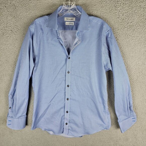 TWILLORY Noniron Safe Cotton Shirt Mens 15.5 32/33 Plaid Dress Button Up - Picture 1 of 9